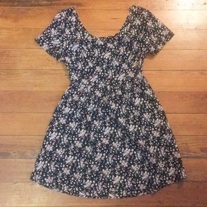 Floral Open-back Babydoll Mini Dress